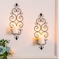 Miniatyrbild 4 av 5: Set med 2 Tealight-hållare Ljusstake Väggmonterad Metall
