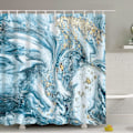 Miniatyrbild 1 av 5: ##/Marmormönstrad Duschdraperi Blå Abstrakt Vattenfärg Spiraltextur Mineral##/