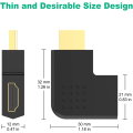 Miniatyrbild 5 av 5: 2-pack platt HDMI-adapter, 90 graders vinklad vertikal platt HDMI-adapter