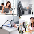 Miniatyrbilde 5 av 5: Hvit Tablettstativ, Solid Aluminium Armklips iPad Smartphone Pho