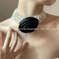 Miniatyrbilde 5 av 5: ##/Fransk damer rose utsmykket krystallperle choker##/