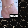 Pikkukuva 1 / 2: 5 kpl (kulta) Anklet-helmi Anklet-ranneke Helmi Ketju Jalka Korut