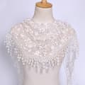 ##/Vit blommig spets triangel halsduk silkeshalsduk##/