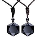 Miniatyrbild 2 av 5: Unisex Mode Naturlig Energi Sten Hexagram Obsidian Halsband Smycke Gåva 2