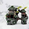 Miniatyrbillede 3 af 5: Akvarium Dekoration Tilbehør Fiskekum Landskab Dobbelt Hus