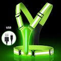 Pikkukuva 2 / 5: ##/USB-virtalähtöinen heijastava liivi - LED, oranssi, yöjuoksuun ja -pyöräilyyn##/