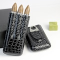 Miniatyrbillede 4 af 5: ##/3 Rør Cigar Etui Krokodille Mønster Læder Cigar Humidor Humidor Cigar Box##/