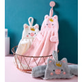 Miniatyrbillede 1 af 5: Pink Børne Håndklæde til Ansigt med Hængesløjfe, Dyr, Vaskeklud, Sød Mi