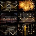 Pikkukuva 5 / 5: Jouluikkunavalot Verhovalot 5m 216 LED-lamppua Lumihiutaleet Keijuvalot