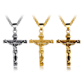 Miniatyrbillede 1 af 6: ##/Sæt af 3 Jesus Kristus Kors Vedhæng Halskæder i Rustfrit Stål til Mænd 7mm Bred Kæde##/
