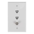 Pikkukuva 1 / 5: Ethernet-koaksiaaliseinälevy, 2 porttia Cat6 RJ45 ja 1 portti F-tyypin liitin koaksiaali naaras-naaras seinään