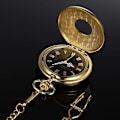 Miniatyrbillede 2 af 4: Mænds Guld Vintage Stål Lommeur med Kæde
