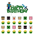 Miniatyrbillede 1 af 3: 26 Stykker Minecraft Dekorationer, Fødselsdagskage Toppers, Cupcake I