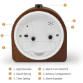 Miniatyrbild 3 av 4: Batteridriven morgonväckarklocka (brun), sovfunktion, alarm