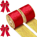 Miniatyrbillede 1 af 5: ##/Ruller af Fløjl Julebånd (Rød, 6,4 cm x 6 yards) Jul##/