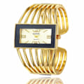 Miniatyrbild 1 av 6: ##/Kvartsur elegant damklocka i guld med rektangulärt spänne, affärsklocka för handleden##/