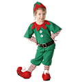 Miniatyrbilde 4 av 4: ##/（170CM）Foreldre-barn julekostymer Grønn julealv kostyme##/