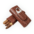 Miniatyrbild 1 av 4: ##/Cigarrfodral i 3 stycken, krokodilskinnsmönster, läder, cigarrhumidor, cigarrlåda##/