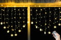 LED Snöflingegardinljus - 4M, Varmvitt, 8 Lägen USB-ljus