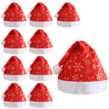 10-pack Plysch Tomtehattar, Gyllene Snö Tomtehattar