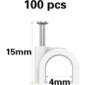 Miniatyrbilde 1 av 5: Kabelklips, 100 stk, hvit (4 mm), veggfester, kabelbindere, m