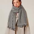 Miniatyrbillede 2 af 5: Sort Tusind Fugle Mønster Sjal, Vinter Plaid Cashmere Sjal