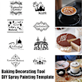 Miniatyrbild 2 av 5: JiKaiX Kakstenciler Återanvändbara Bakdekoreringsverktyg DIY Spraymålningsmall för Fondant Sockerpasta Kaffe G