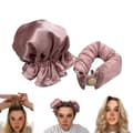 ##/Rosa Värmefria Satin Hårrullear Värmefria Lockar Hårrullear med Hårmössor Mjukt Hårband för Långt Hår Sov på Natten##/