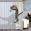 Miniatyrbillede 5 af 5: Sød dinosaur-print bruseforhæng 180x180Cm, vandtæt