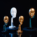 Miniatyrbilde 5 av 5: Harpiks Stillhet er gull mennesker statuer skulpturer, kreativ Craf