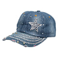 Pikkukuva 1 / 3: ##/Strassilla koristeltu baseball-lippis - Sininen pentagrammi, Hattu co##/