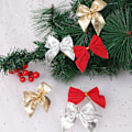 Miniatyrbild 2 av 3: ##/12 st julpynt små rosetter för julgran, guld##/