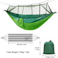 Miniatyrbilde 3 av 5: Nylon Hengekøye for 2 personer med stropper og karabinkrok 260x140cm