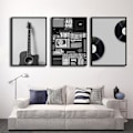 Miniatyrbild 4 av 5: Vardagsrumsdekoration - Svartvit gitarr musikal