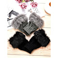 Miniatyrbillede 4 af 5: ##/(Sort + Mørkegrå) 2 Par Fingerløse Vinterhandsker Kort Touch##/