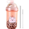 Miniatyrbilde 2 av 5: Boba Tea-kopp, 560ML Gjenbrukbare Drikk Kopper med Lopp og Sugerør,