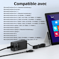 Pikkukuva 4 / 5: 65W 15V 4A Laturi Microsoft Surface Pro 8/7/6/5/4/3/X:lle, Laturi USB-portilla