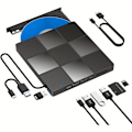 Pikkukuva 1 / 5: 7 IN 1 Ulkoinen DVD-asema Plug and Play CD-ROM-poltin Kannettava USB 3.0 Type-C:llä