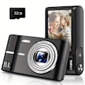 Miniatyrbillede 1 af 5: Digitalkamera 1080P Autofokus Børnekamera Med 32Gb Sd-kort Sort