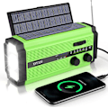 Miniatyrbild 1 av 5: Vevradio Nödsituation Solcellsdriven Radio med 5000mAh Uppladdningsbart Batteri, (Grön)