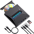 Miniatyrbild 1 av 5: Extern CD DVD-enhet för Laptop, 5-i-1 USB C Portabel USB 3.0 CD/DVD +/-RW-enhet/DVD-spelare