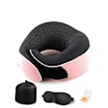 Miniatyrbild 1 av 5: Nackkudde Memory Foam U-formad Resekudde 360° Nackskydd Med Ögonmask Och Öronproppar (Rosa)