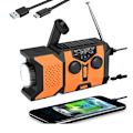 Pikkukuva 1 / 4: Käsikäyttöinen aurinkoradio 2000mAh Monitoiminen aurinkoenergialla toimiva AM/FM/NOAA-sääradio LED-taskulampulla/oranssi
