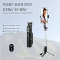 Miniatyrbillede 3 af 4: Bærbart Selfie Stick Stativ Med Trådløs Fjernbetjening 27 Tommer Udtrækkelig Og Roterbar Sort