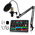 Miniatyrbilde 1 av 5: V98 Live Lydkort Audio Interface Audio Mikser med BM800 Gull Kondensatormikrofon og Mikrofonstativ