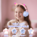 Miniatyrbillede 4 af 5: Bluetooth-øretelefoner, børnehovedtelefoner, lysende katteører (sort)