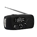 Miniatyrbild 1 av 4: Handvevradio med LED-ficklampa, AM/FM-väderradio med handvev, 2000mAh batteri, (svart)