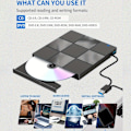 Miniatyrbilde 3 av 5: 7 I 1 Ekstern DVD-stasjon Plug and Play CD-ROM Brenner Bærbar med USB 3.0 Type-C
