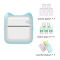 Miniatyrbillede 1 af 5: Bluetooth Termisk Printer Blå (5 Ruller Trykpapir, 5 Ruller Selvklæbende Papir, 3 Ruller Farvet Papir)