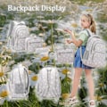 Miniatyrbillede 3 af 5: Daisy Print til Pige Skoletaske Primær Skoletaske Elementære Studenter Rygsæk med Madkasse Grøn